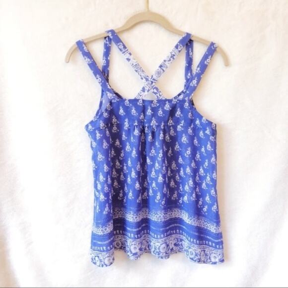 Express Blue with Pattern Strappy Tank - Picture 2 of 4